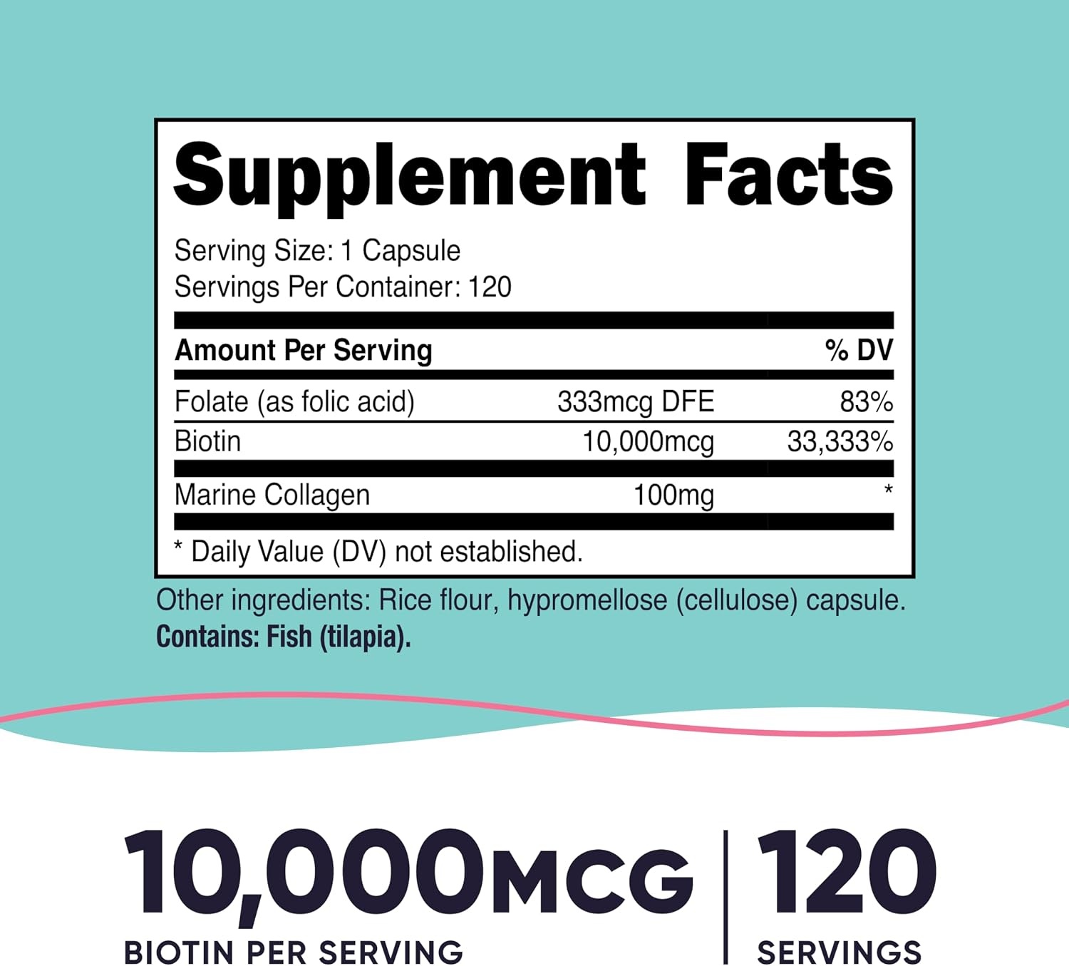 image:imageNutricost Biotin for Women 10000mcg 120 Capsules with Folate amp Collagen