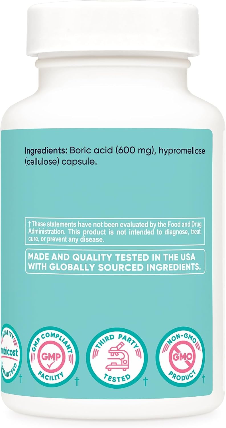 image:imageNutricost Boric Acid 600mg 30 Capsules GMOFree30 Count Pack of 2
