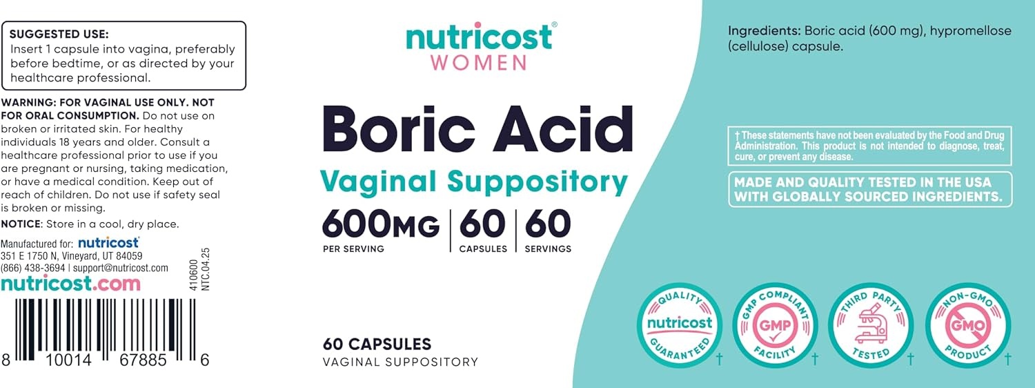 image:imageNutricost Boric Acid 600mg 30 Capsules GMOFree60 Count Pack of 3