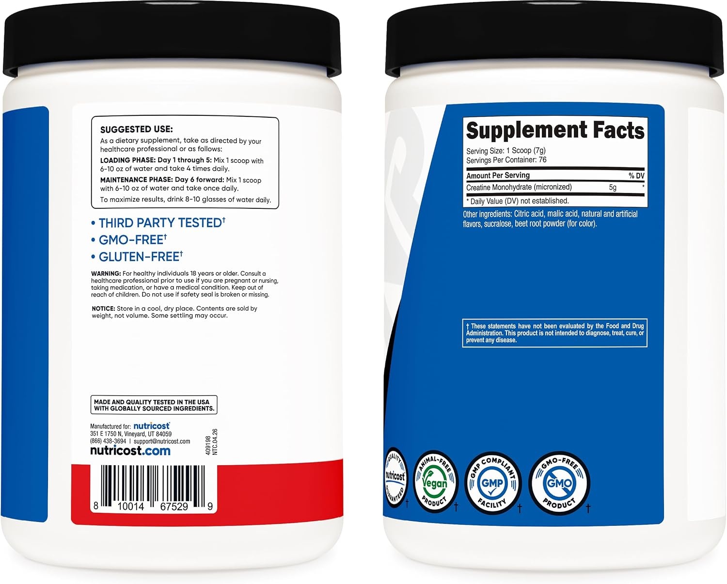 image:imageNutricost Creatine Monohydrate Micronized Powder 500G 100 ServingsFruit Punch