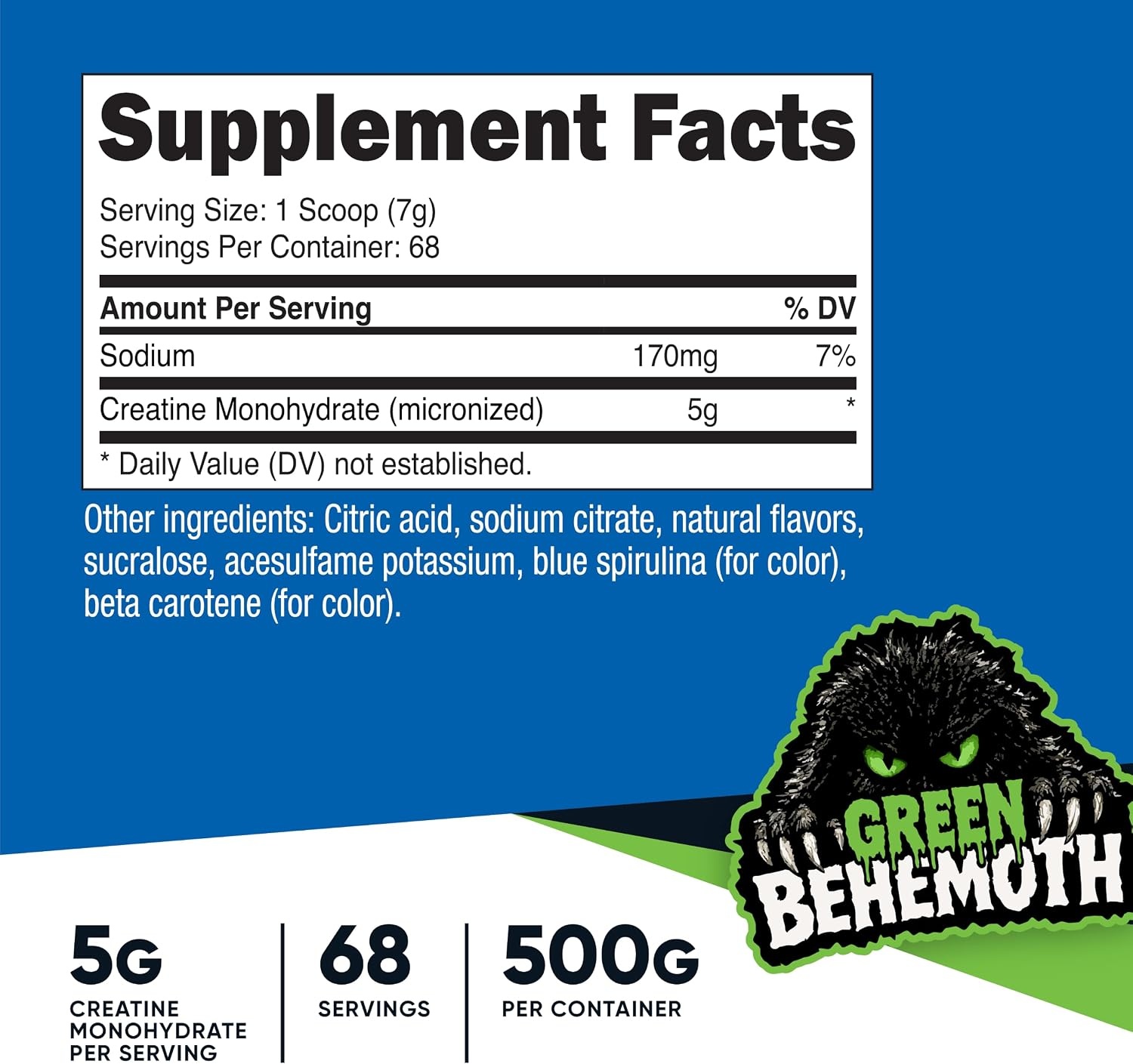 image:imageNutricost Creatine Monohydrate Micronized Powder 500G 100 ServingsGreen Behemoth