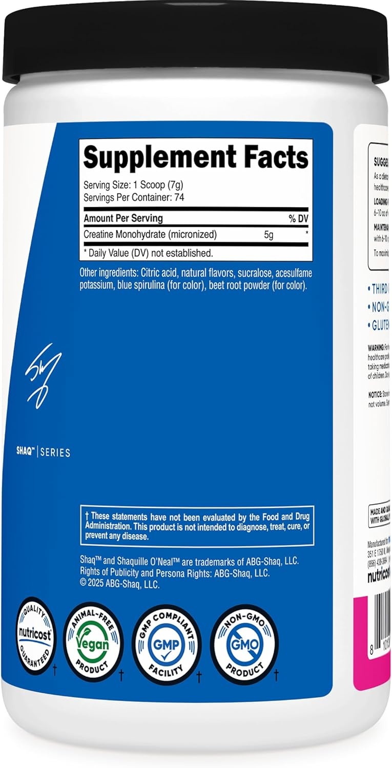 image:imageNutricost Creatine Monohydrate Micronized Powder 500G 100 ServingsShaqs Berry Blast