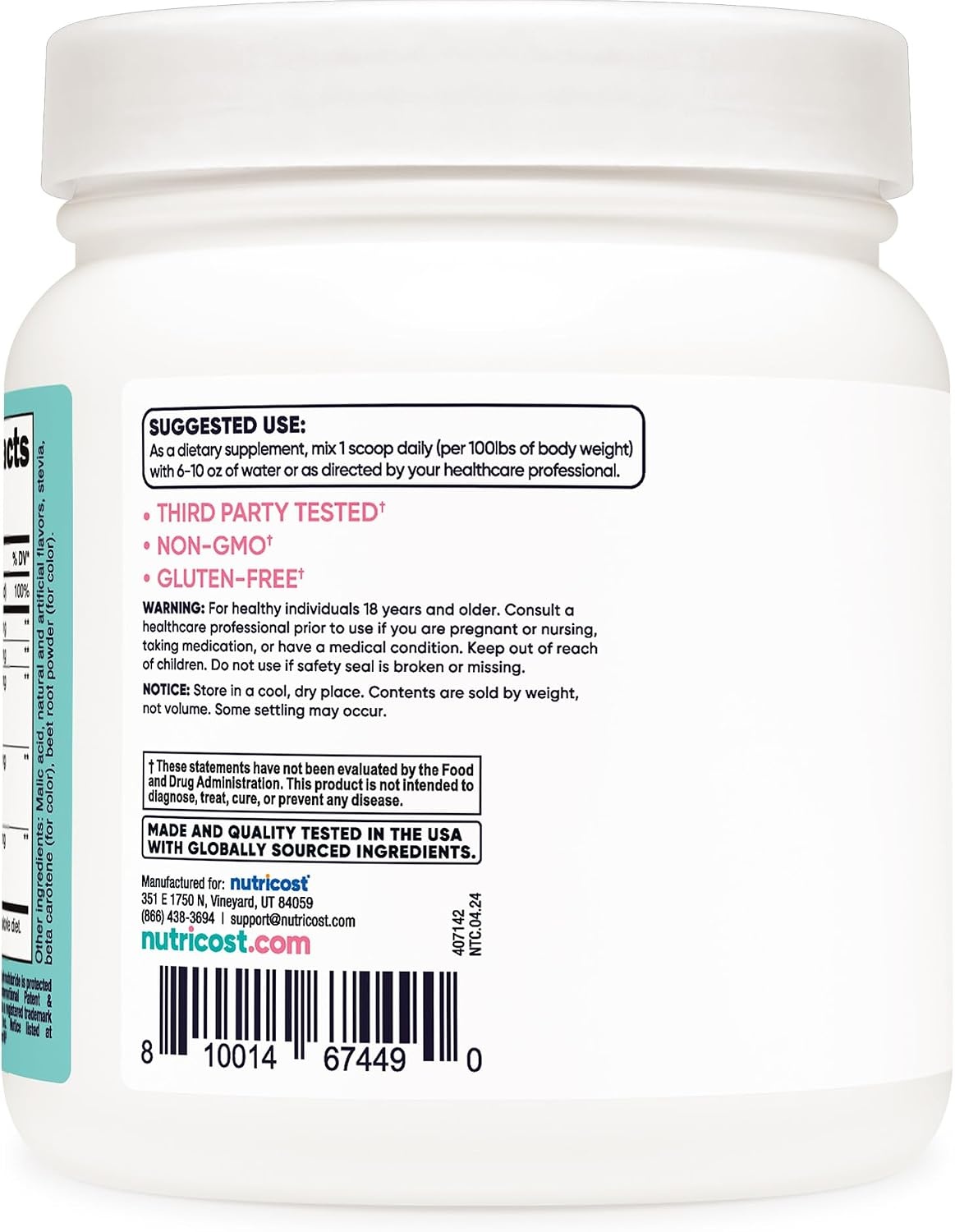 image:imageNutricost Creatine Monohydrate Powder for Women Strawberry LemonadePeach Mango