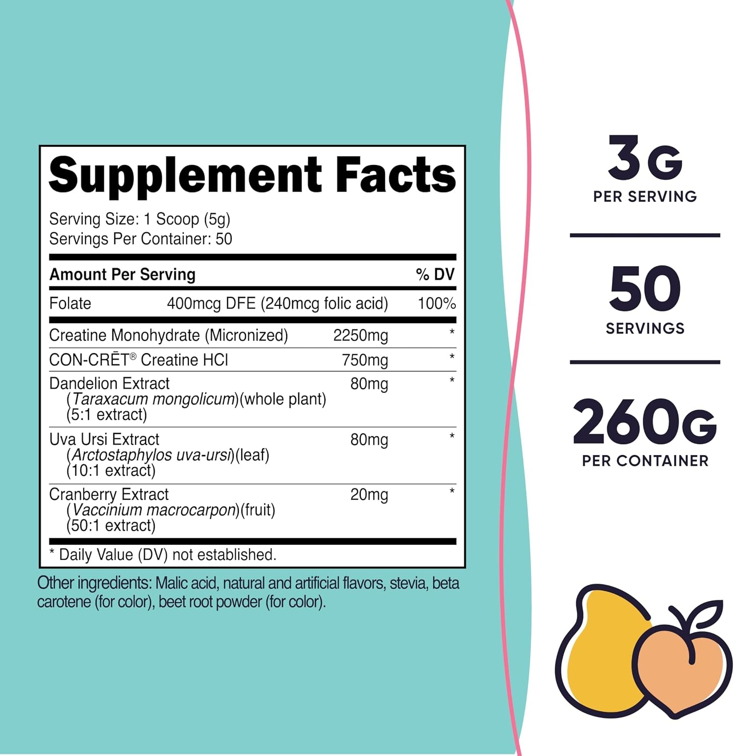 image:imageNutricost Creatine Monohydrate Powder for Women Strawberry LemonadePeach Mango