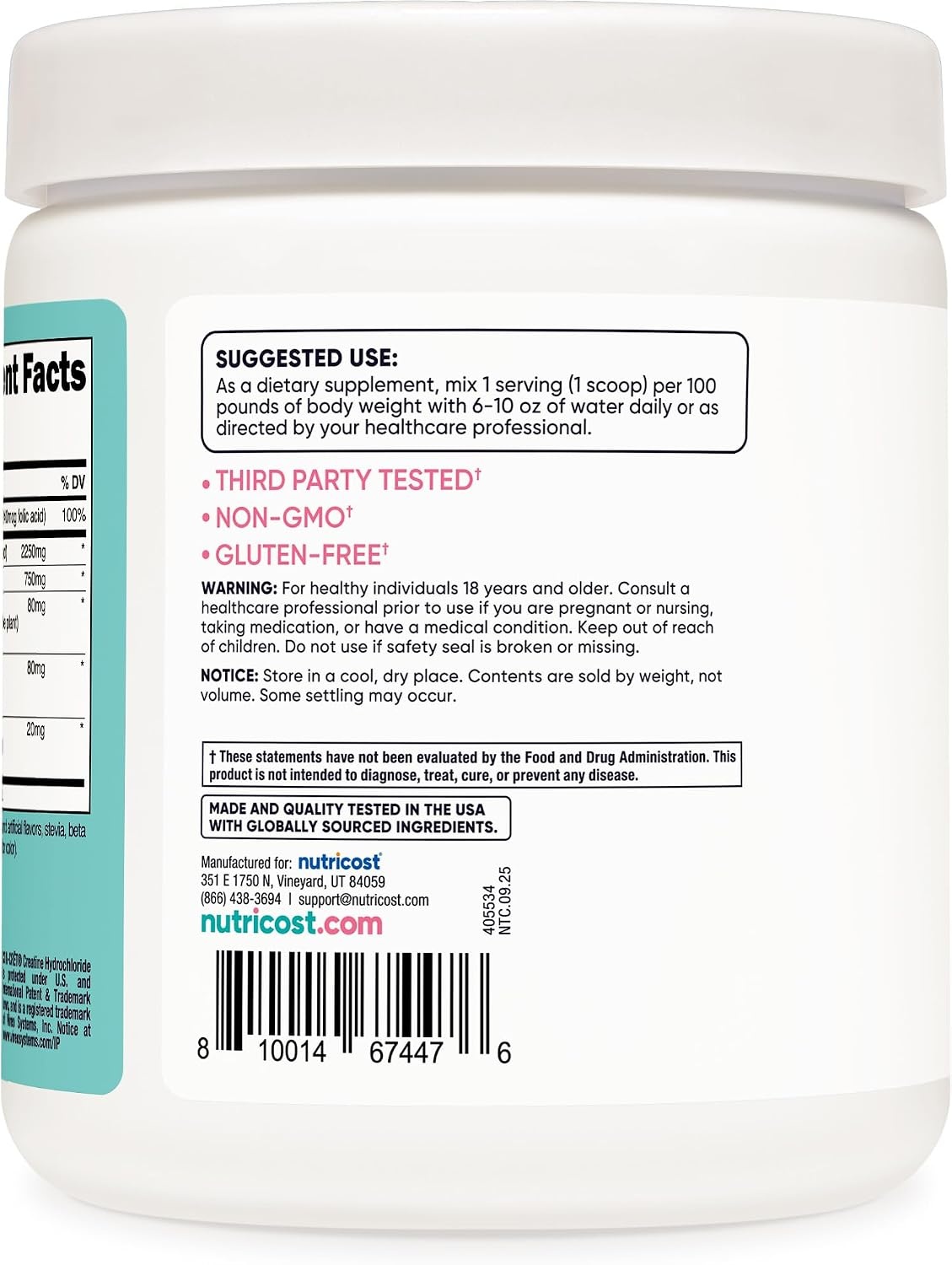 image:imageNutricost Creatine Monohydrate Powder for Women Strawberry LemonadePeach Mango