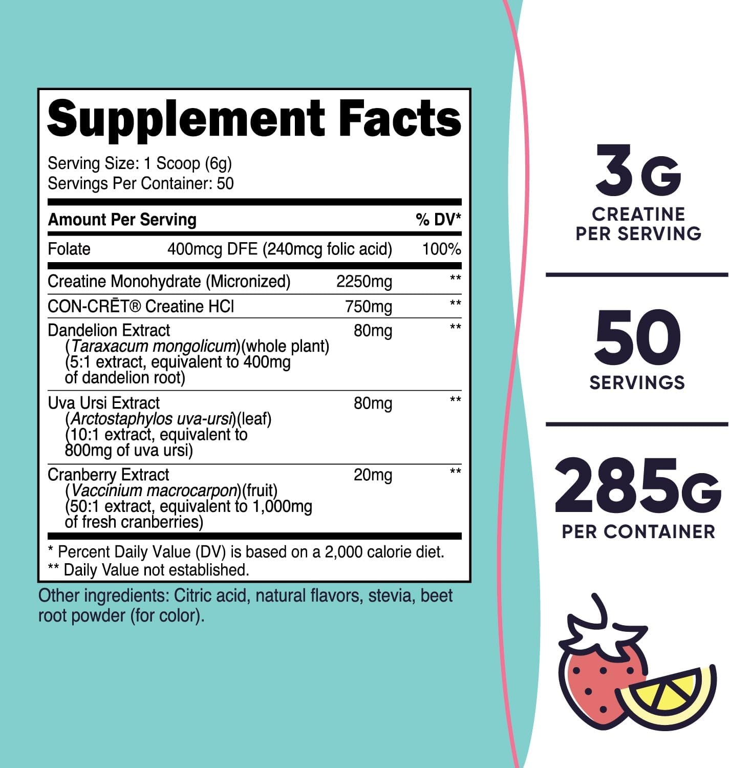 image:imageNutricost Creatine Monohydrate Powder for Women Strawberry LemonadeStrawberry Lemonade