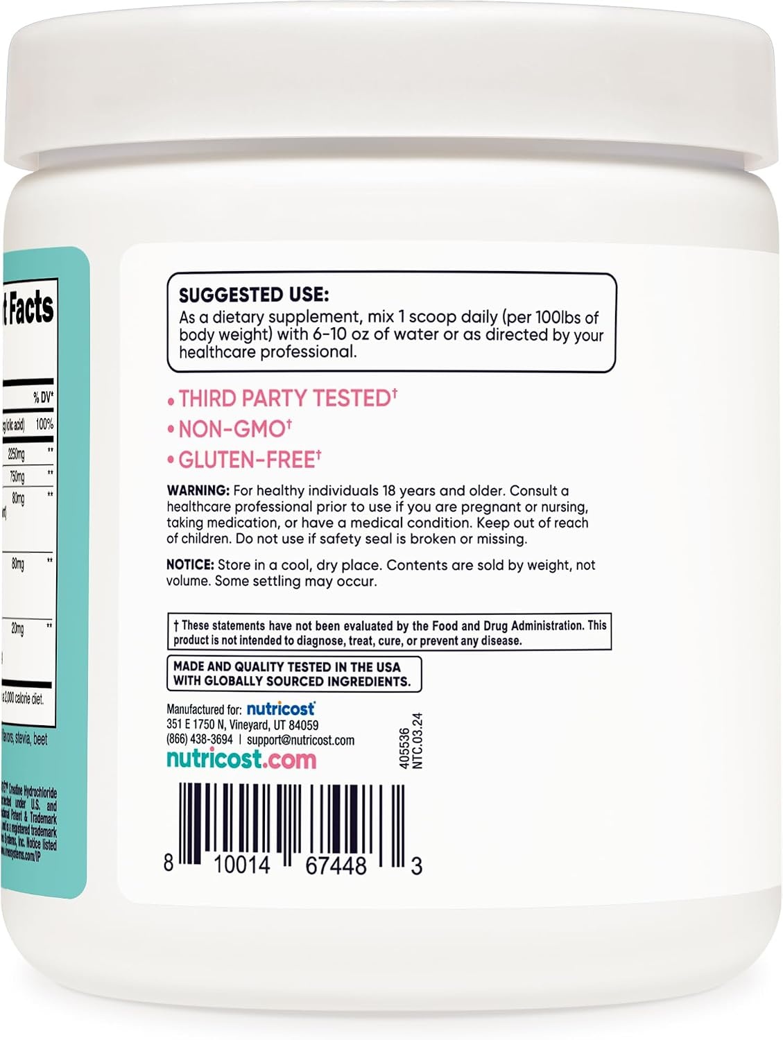 image:imageNutricost Creatine Monohydrate Powder for Women Strawberry LemonadeStrawberry Lemonade