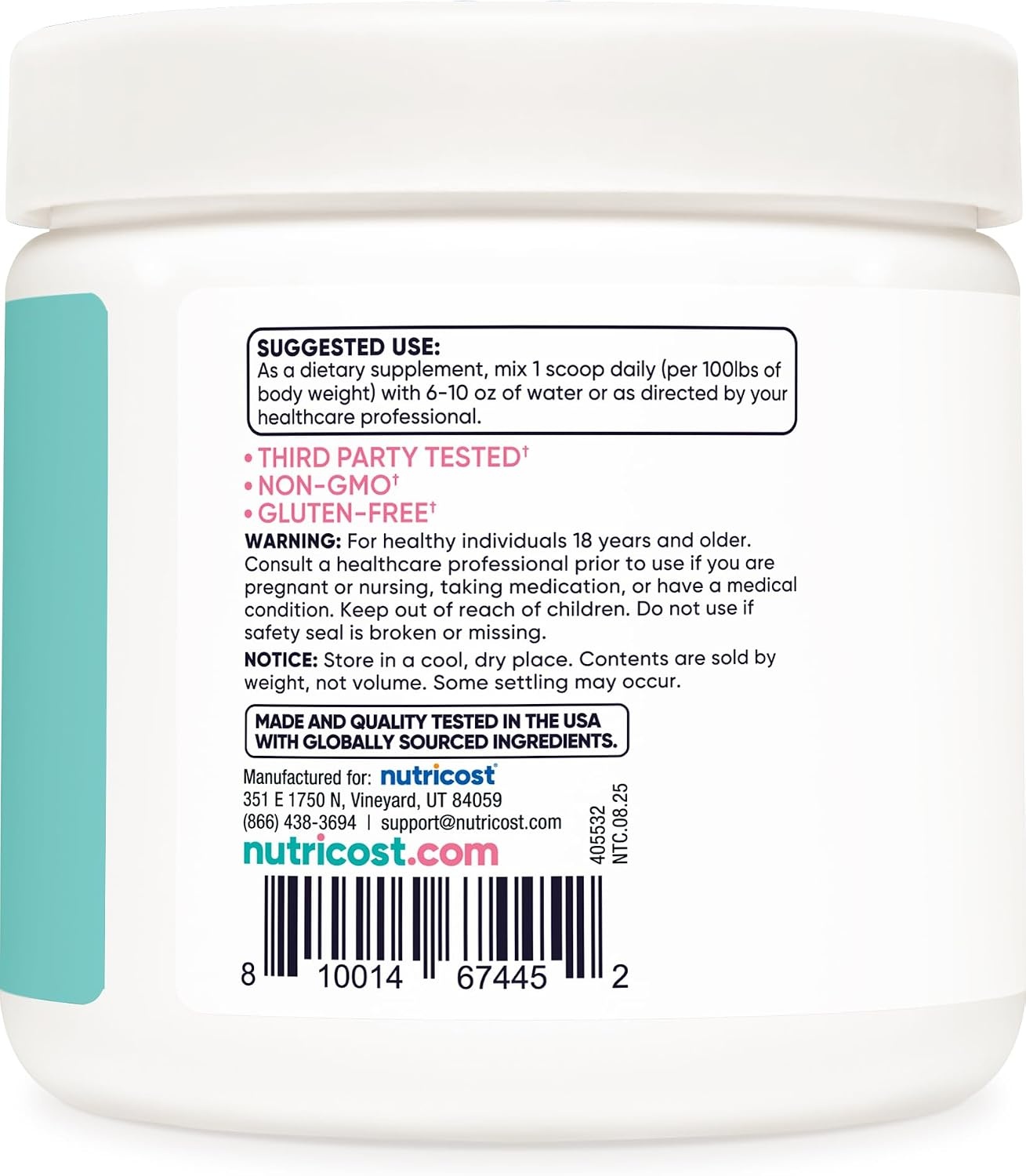 image:imageNutricost Creatine Monohydrate Powder for Women Strawberry LemonadeUnflavored