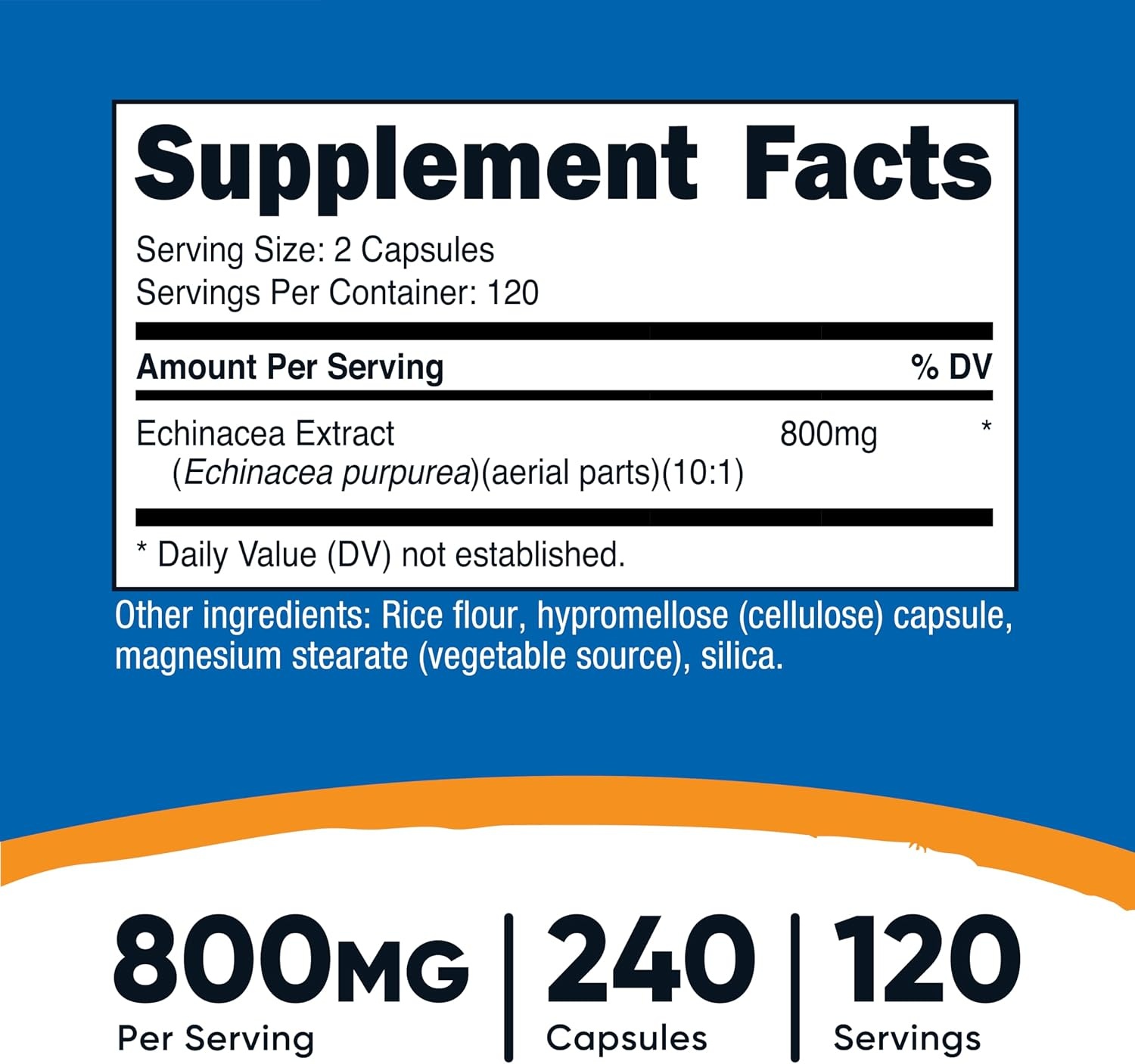 image:imageNutricost Echinacea 800mg 240 Capsules 120 Servings GlutenFreeUnflavoured