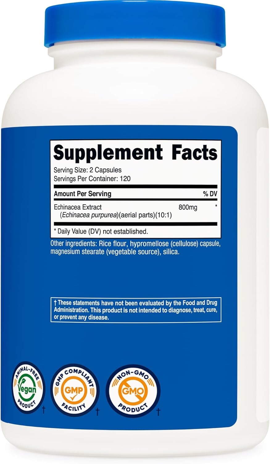 image:imageNutricost Echinacea 800mg 240 Capsules 120 Servings GlutenFreeUnflavoured