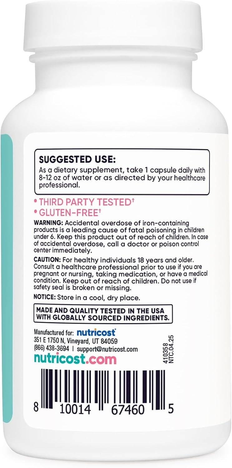 image:imageNutricost Iron for Women 65mg 180 Capsules Gluten Free