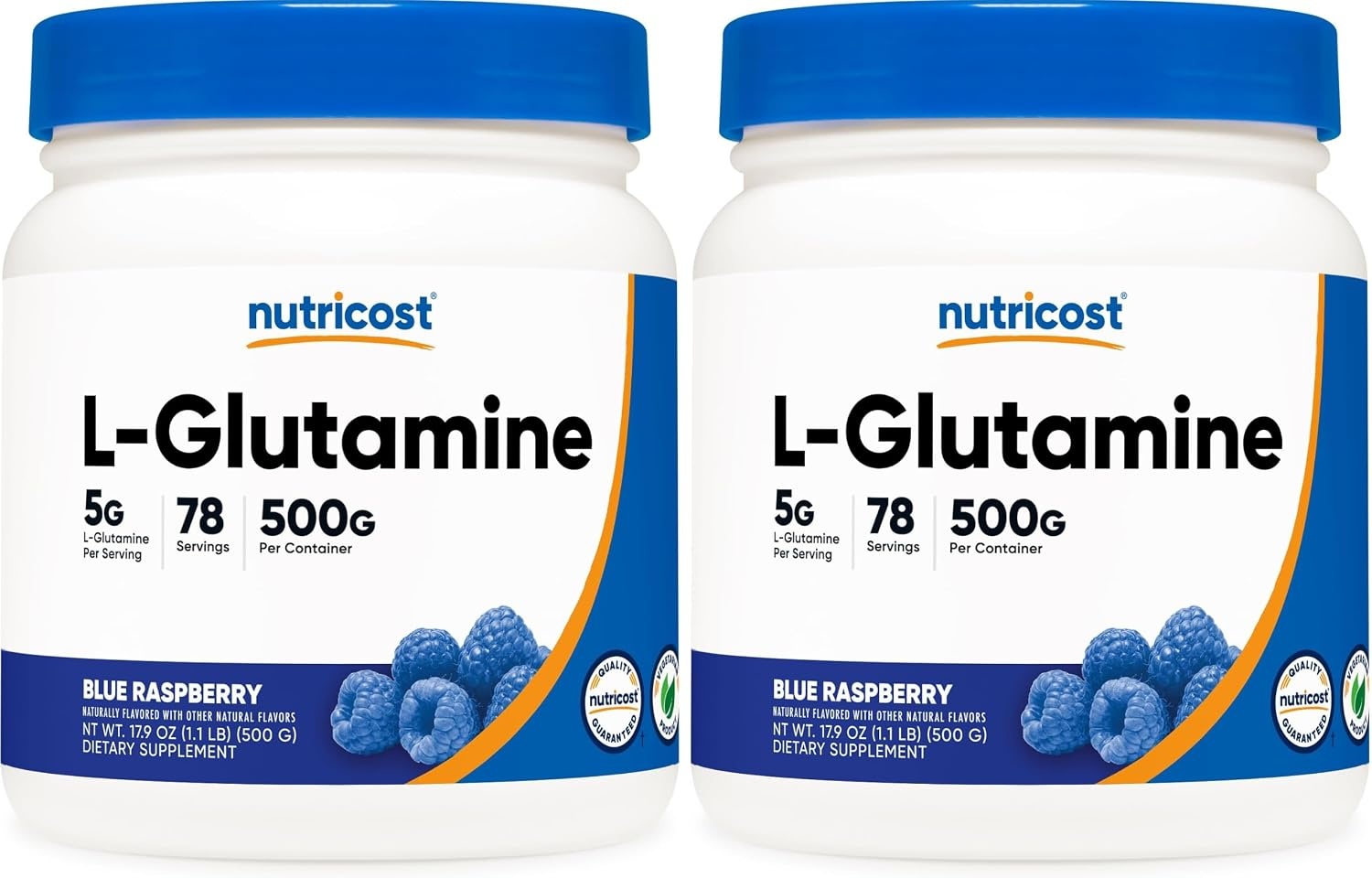 image:imageNutricost LGlutamine Powder 500 Grams Unflavored 100 Servings GMOFreeBlue Raspberry