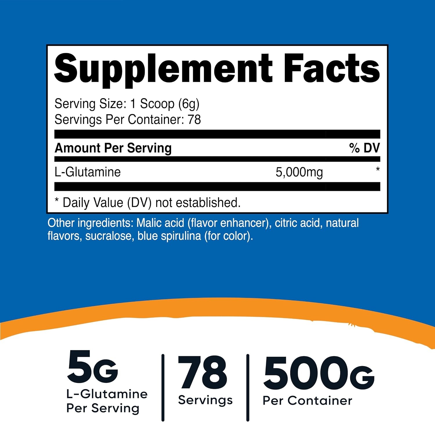 image:imageNutricost LGlutamine Powder 500 Grams Unflavored 100 Servings GMOFreeBlue Raspberry