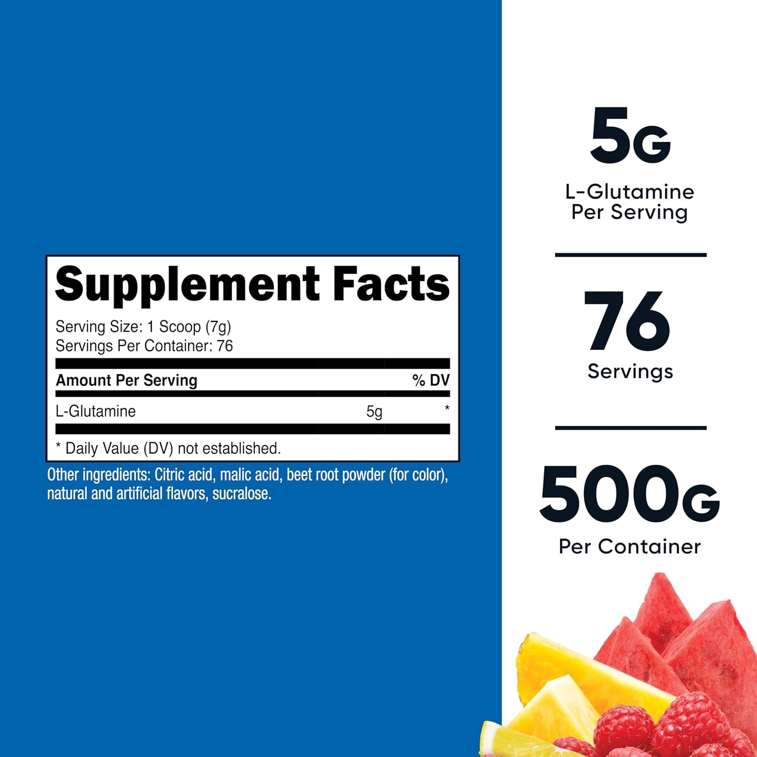 image:imageNutricost LGlutamine Powder 500 Grams Unflavored 100 Servings GMOFreeFruit Punch
