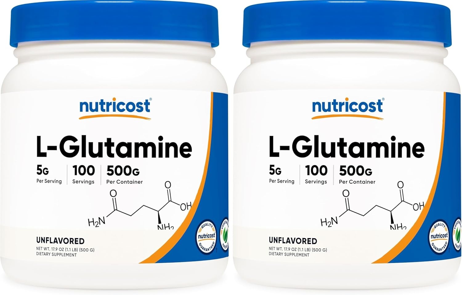 image:imageNutricost LGlutamine Powder 500 Grams Unflavored 100 Servings GMOFreeUnflavored