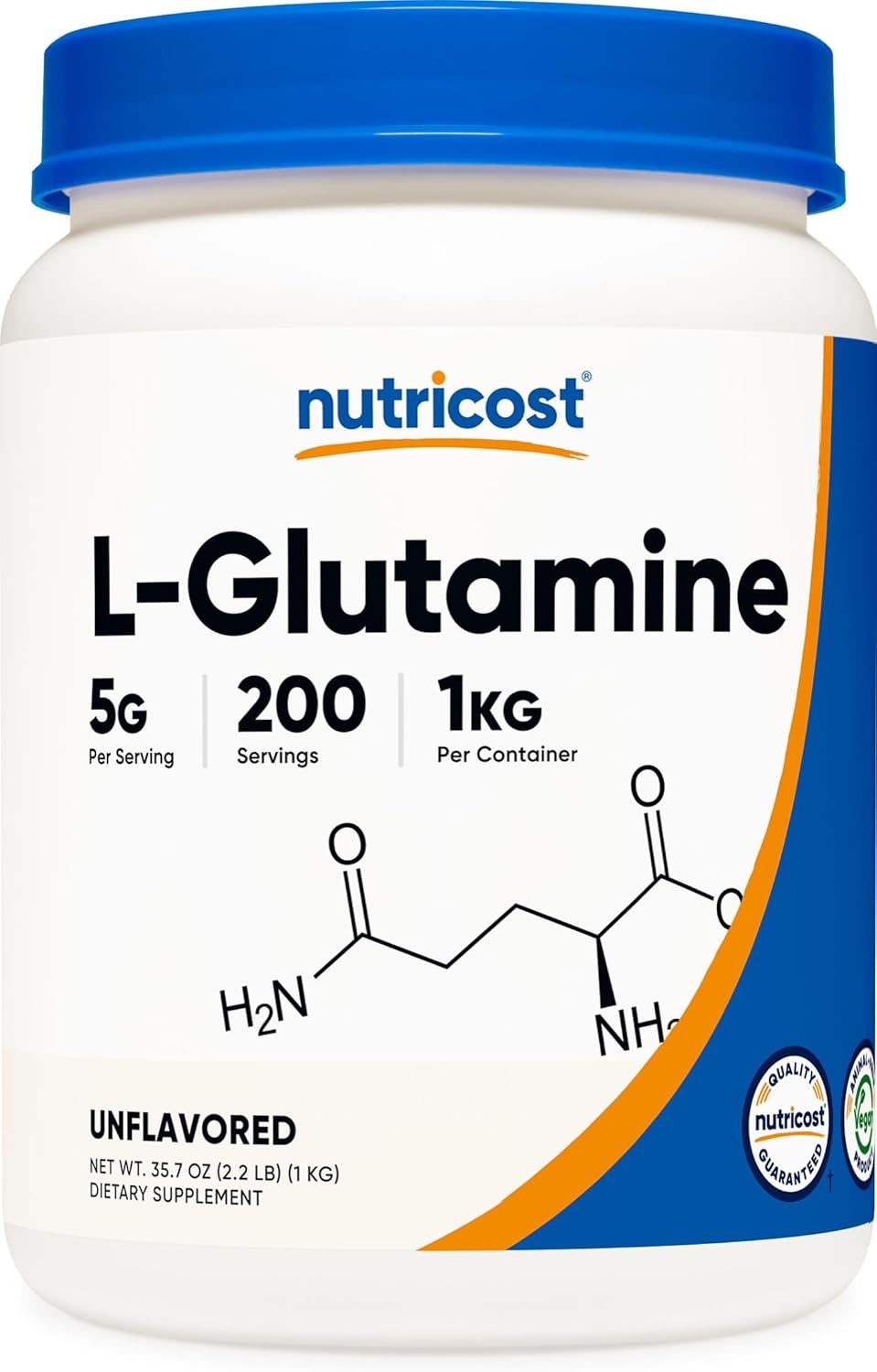 image:imageNutricost LGlutamine Powder 500 Grams Unflavored 100 Servings GMOFreeUnflavored