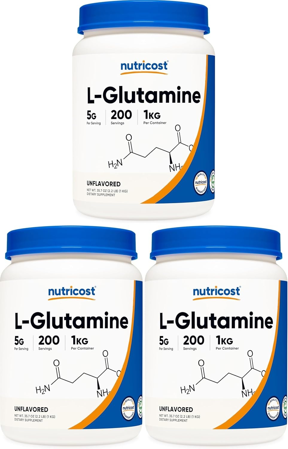 image:imageNutricost LGlutamine Powder 500 Grams Unflavored 100 Servings GMOFreeUnflavored