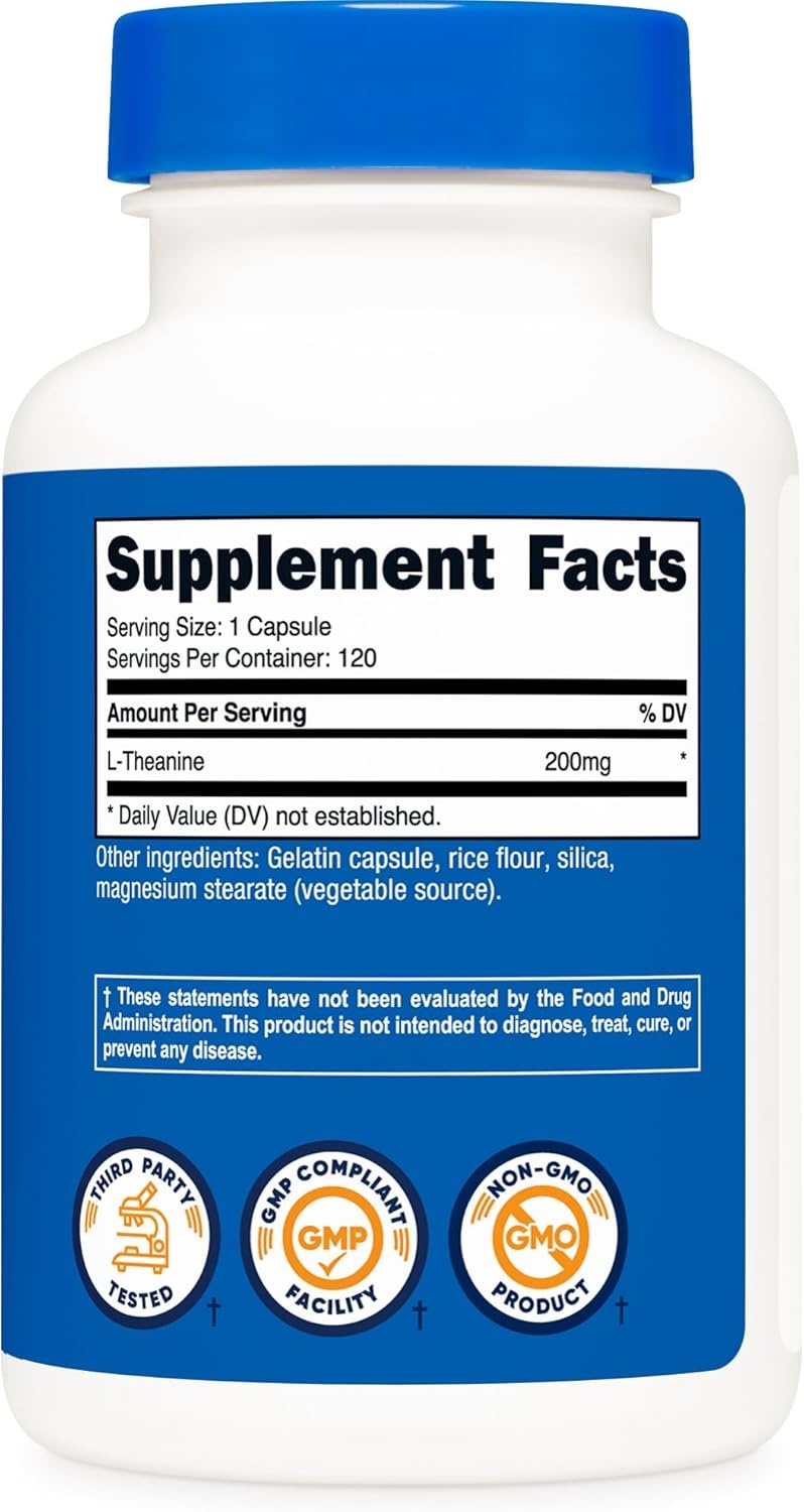 image:imageNutricost LTheanine 200mg 120 Capsules Double Strength Gluten Free120 Count Pack of 1