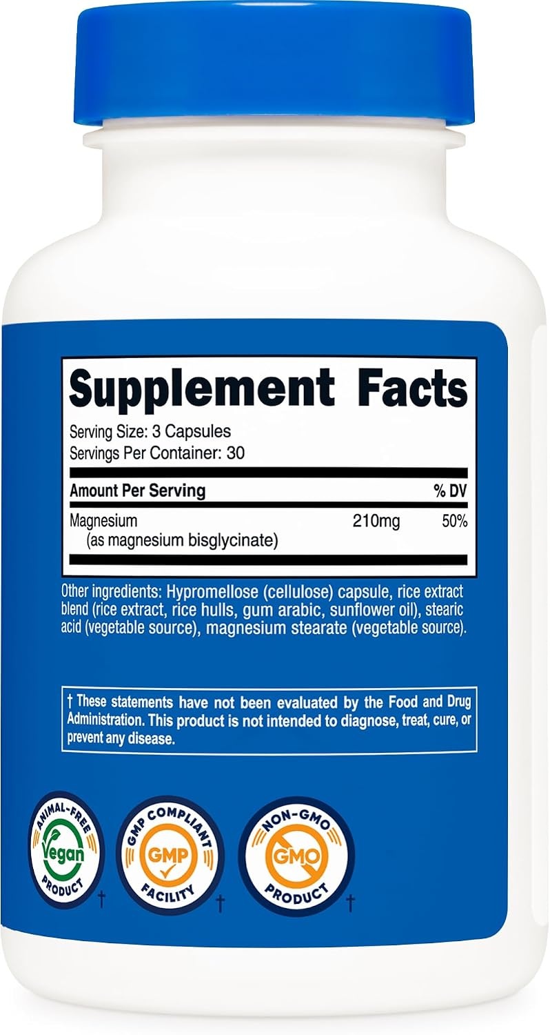 image:imageNutricost Magnesium Glycinate Capsules 180 Capsules 210mg90 Count Pack of 1