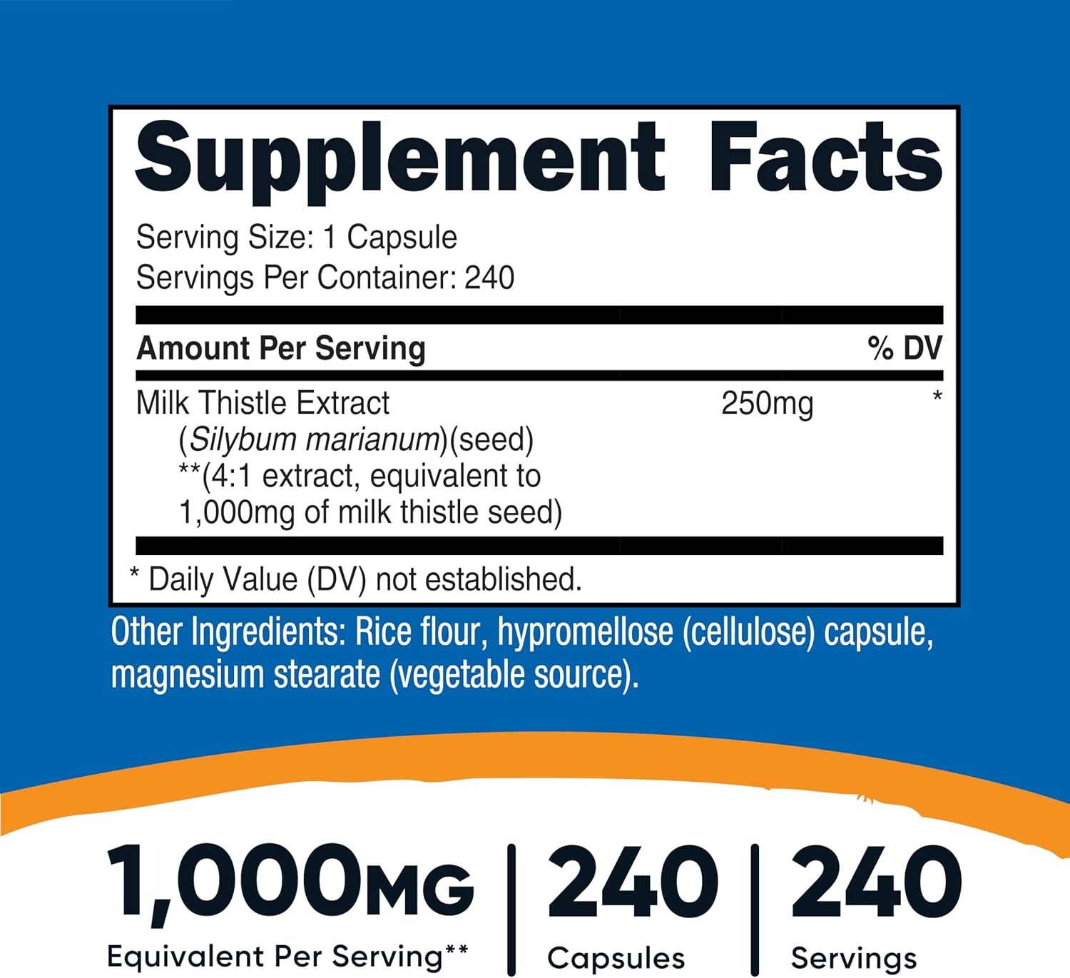 image:imageNutricost Milk Thistle Extract 240 Capsules 240 Servings Gluten Free240 Count Pack of 1