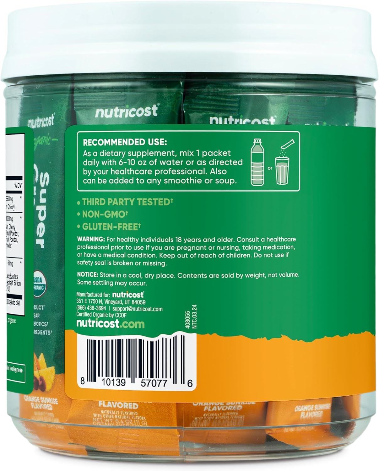 image:imageNutricost Organic Super Greens Packets Orange Sunrise 20 Stickpacks