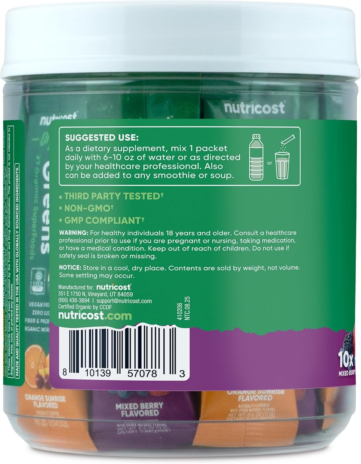 image:imageNutricost Organic Super Greens Packets Variety Pack 20 Stickpacks