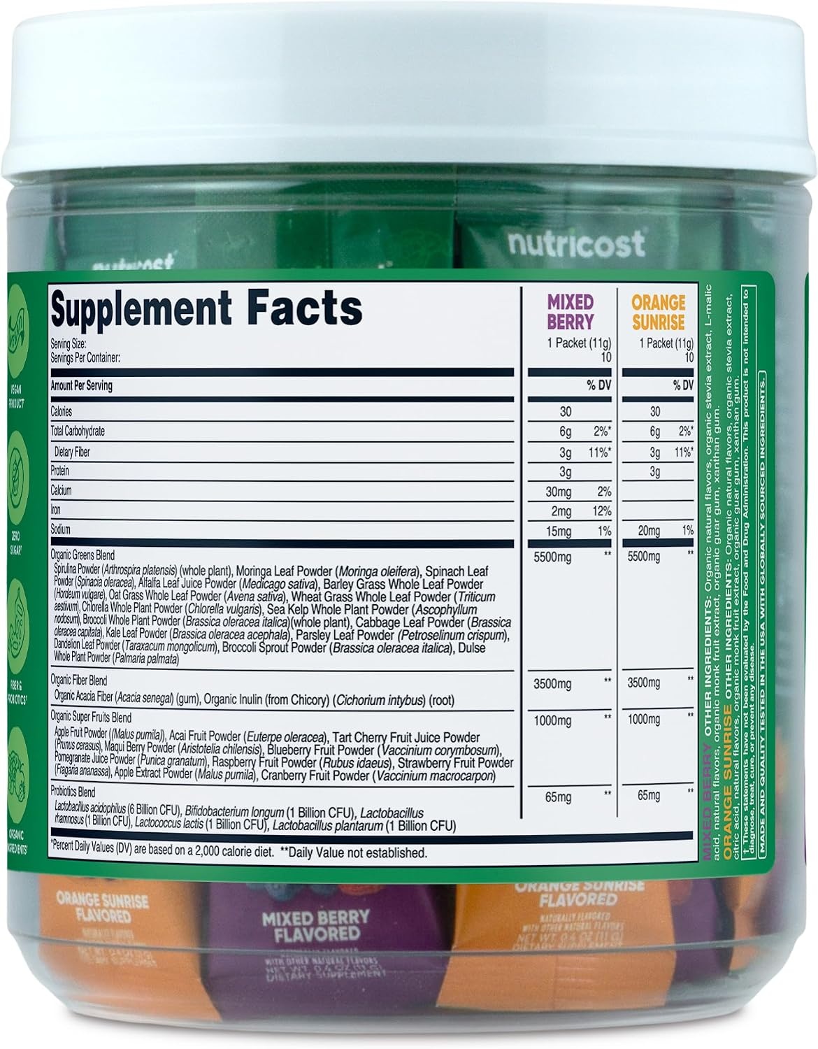 image:imageNutricost Organic Super Greens Packets Variety Pack 20 Stickpacks