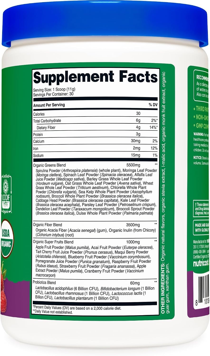 image:imageNutricost Organic Super Greens Powder Orange Sunrise 30 ServingsMixed Berry