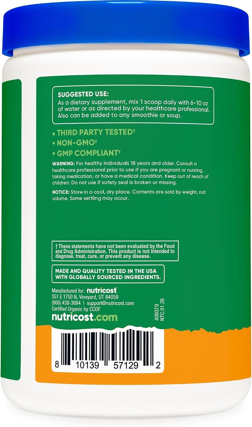 image:imageNutricost Organic Super Greens Powder Orange Sunrise 30 ServingsOrange Sunrise