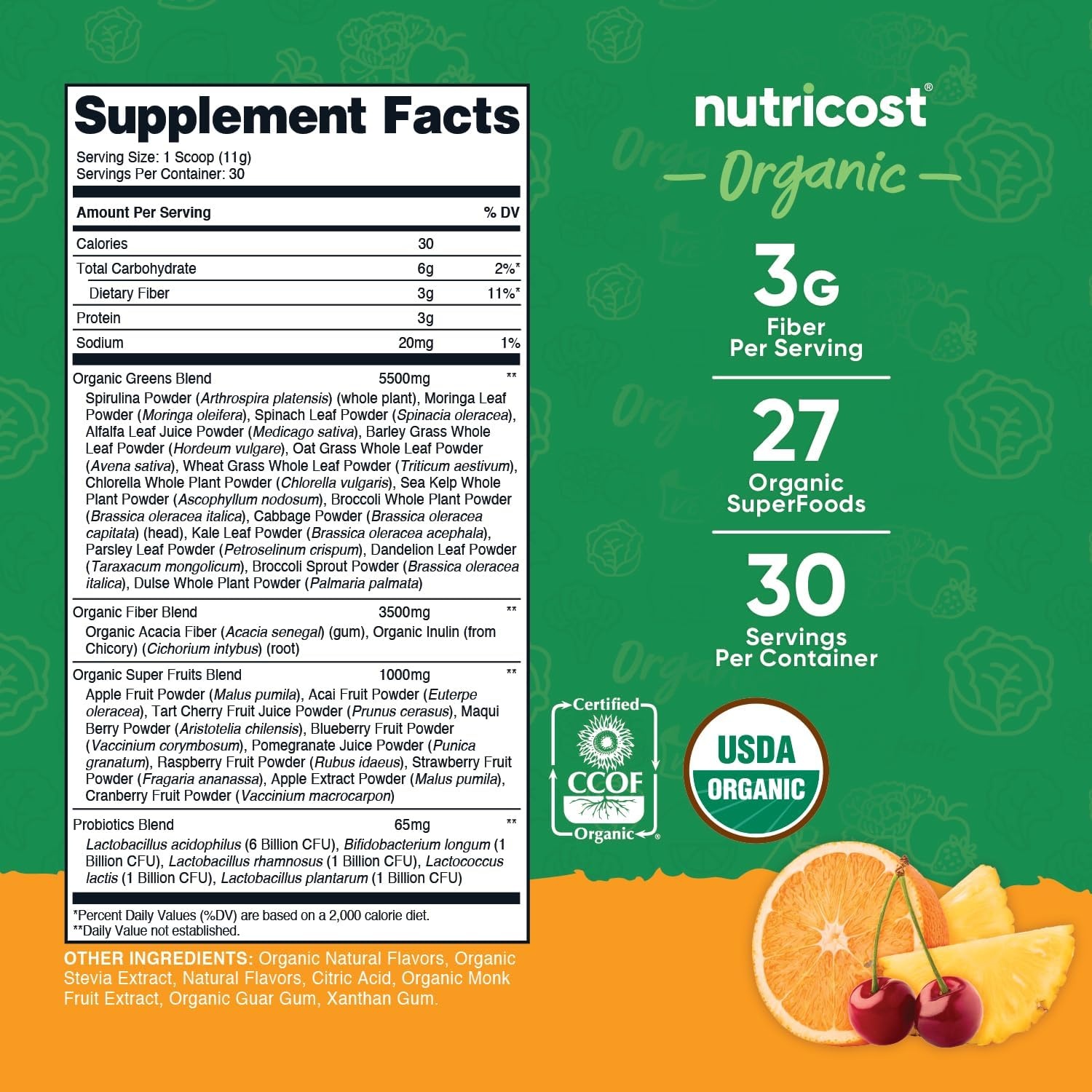 image:imageNutricost Organic Super Greens Powder Orange Sunrise 30 ServingsOrange Sunrise