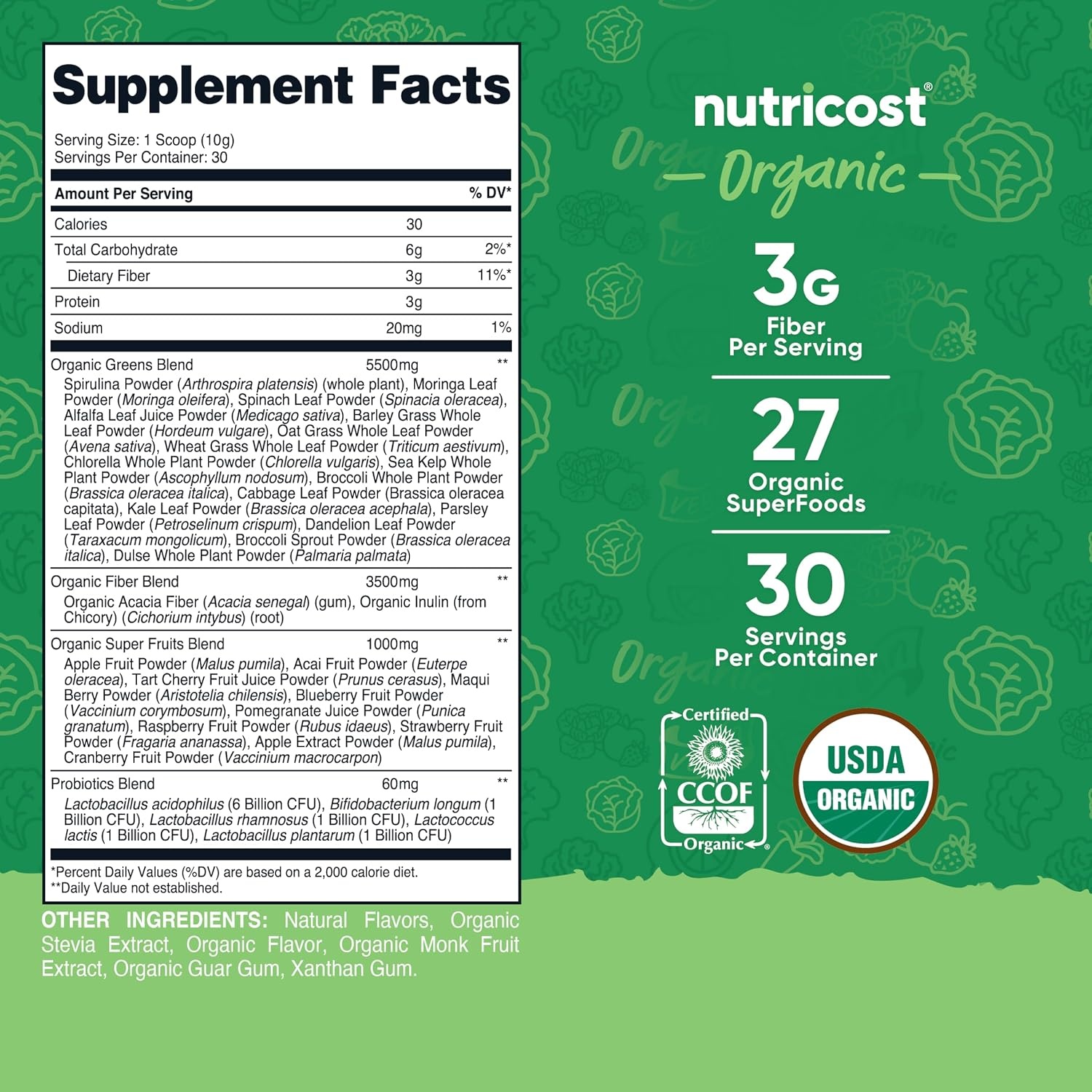 image:imageNutricost Organic Super Greens Powder Orange Sunrise 30 ServingsUnflavoured