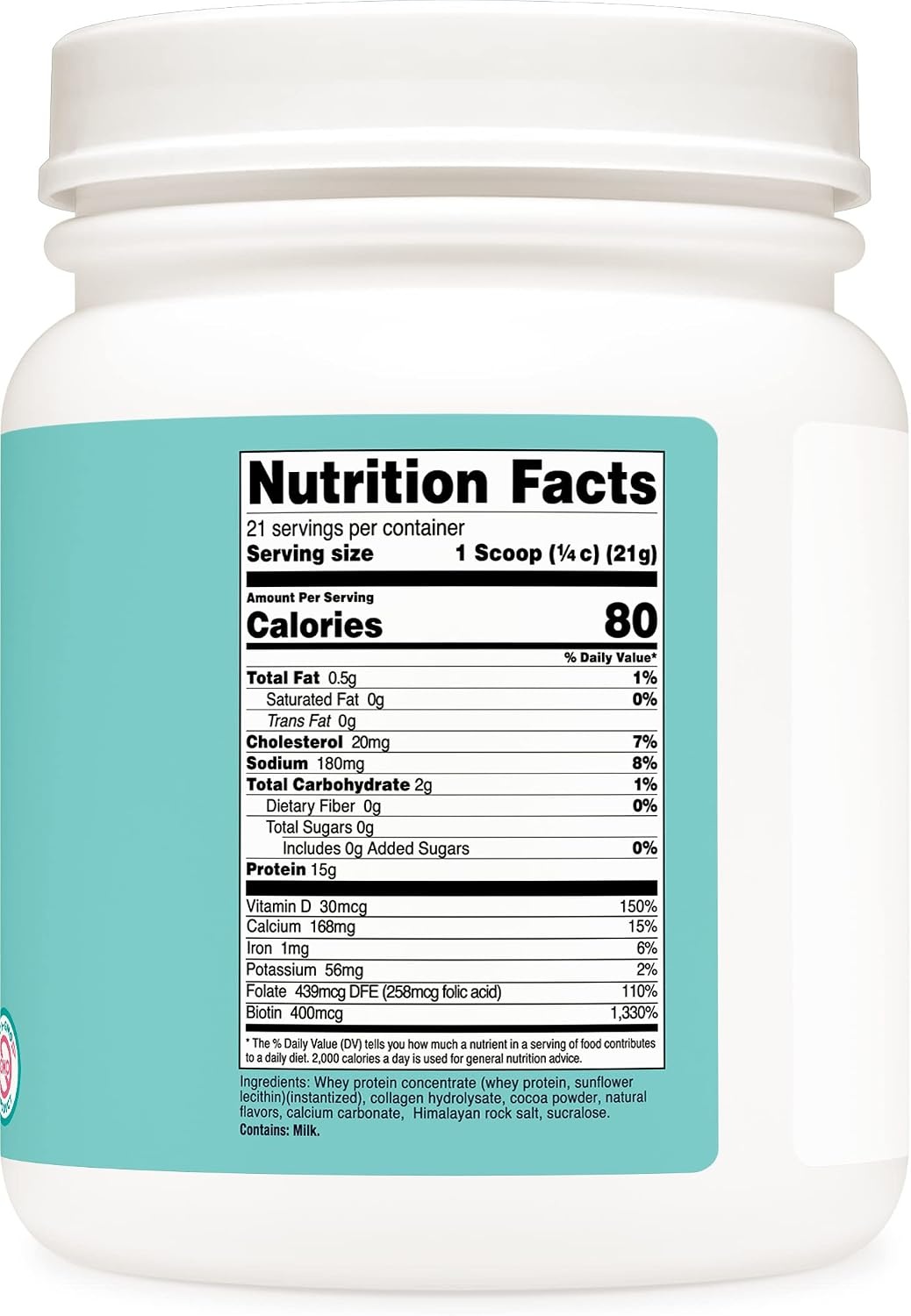 image:imageNutricost Protein for Women Chocolate 1 LB Collagen Whey Folic Acid Biotin Calcium