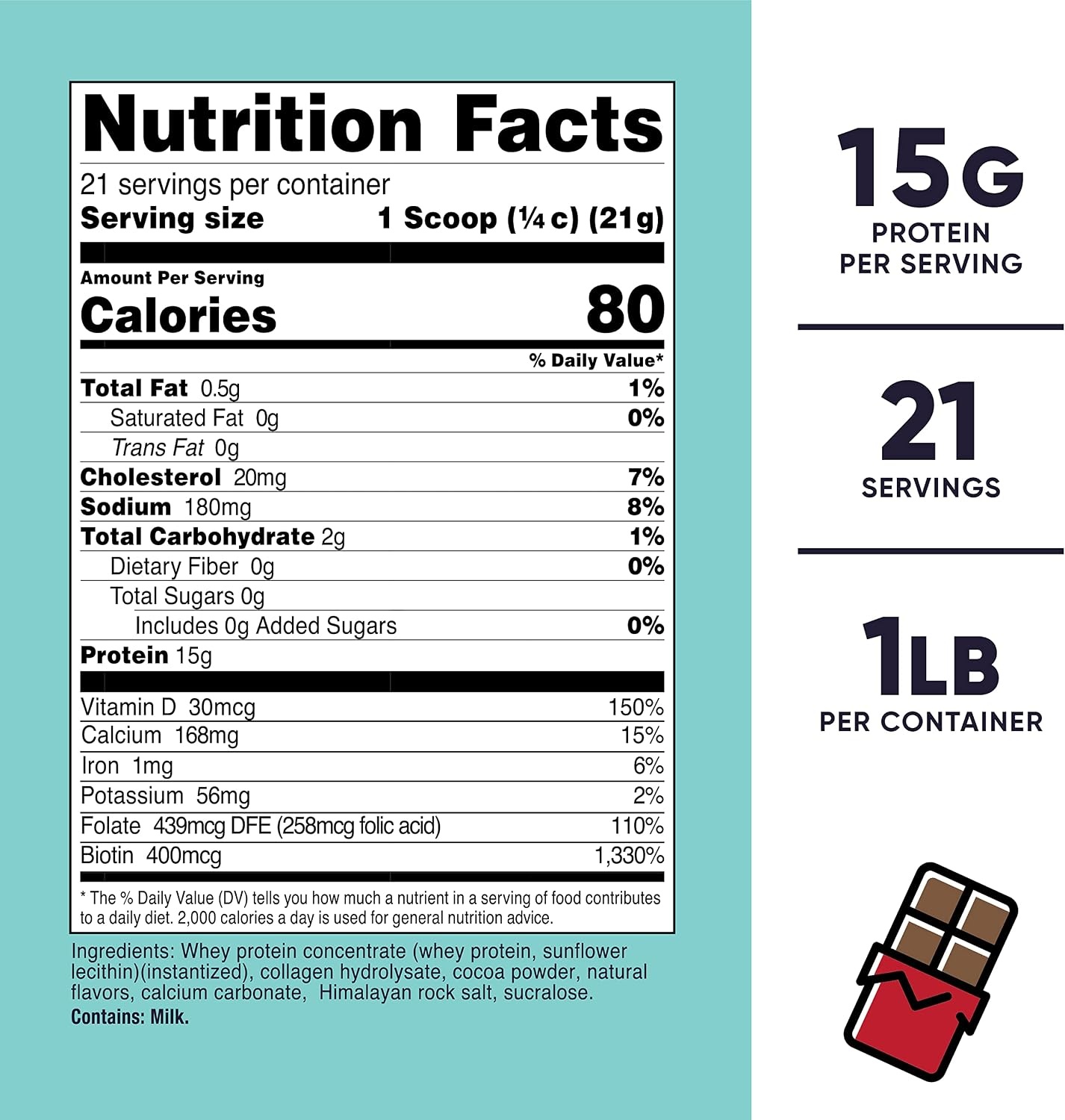 image:imageNutricost Protein for Women Chocolate 1 LB Collagen Whey Folic Acid Biotin Calcium