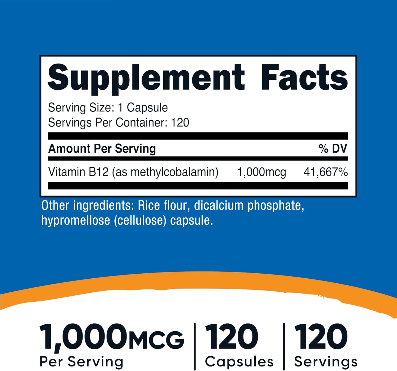 image:imageNutricost Vitamin B12 Methylcobalamin 1000mcg 240 Capsules Gluten Free120 Count Pack of 1