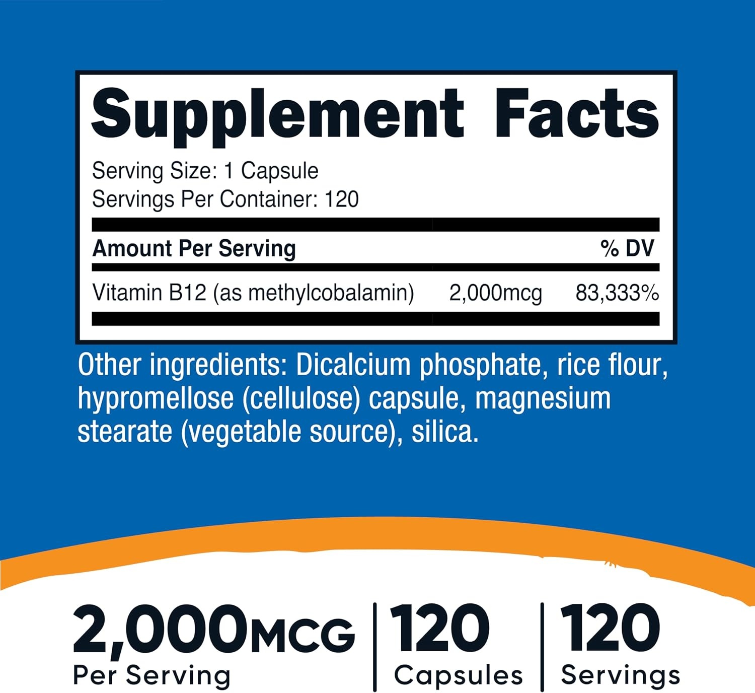 image:imageNutricost Vitamin B12 Methylcobalamin 2000mcg 240 Capsules Gluten Free120 Count Pack of 3