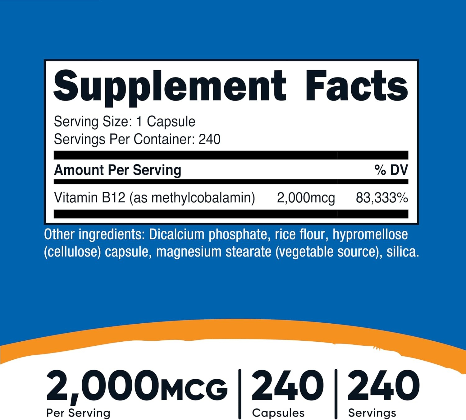 image:imageNutricost Vitamin B12 Methylcobalamin 2000mcg 240 Capsules Gluten Free240 Count Pack of 3