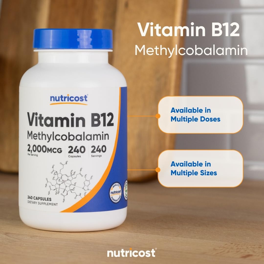 image:imageNutricost Vitamin B12 Methylcobalamin 2000mcg 240 Capsules Gluten Free240 Count Pack of 3