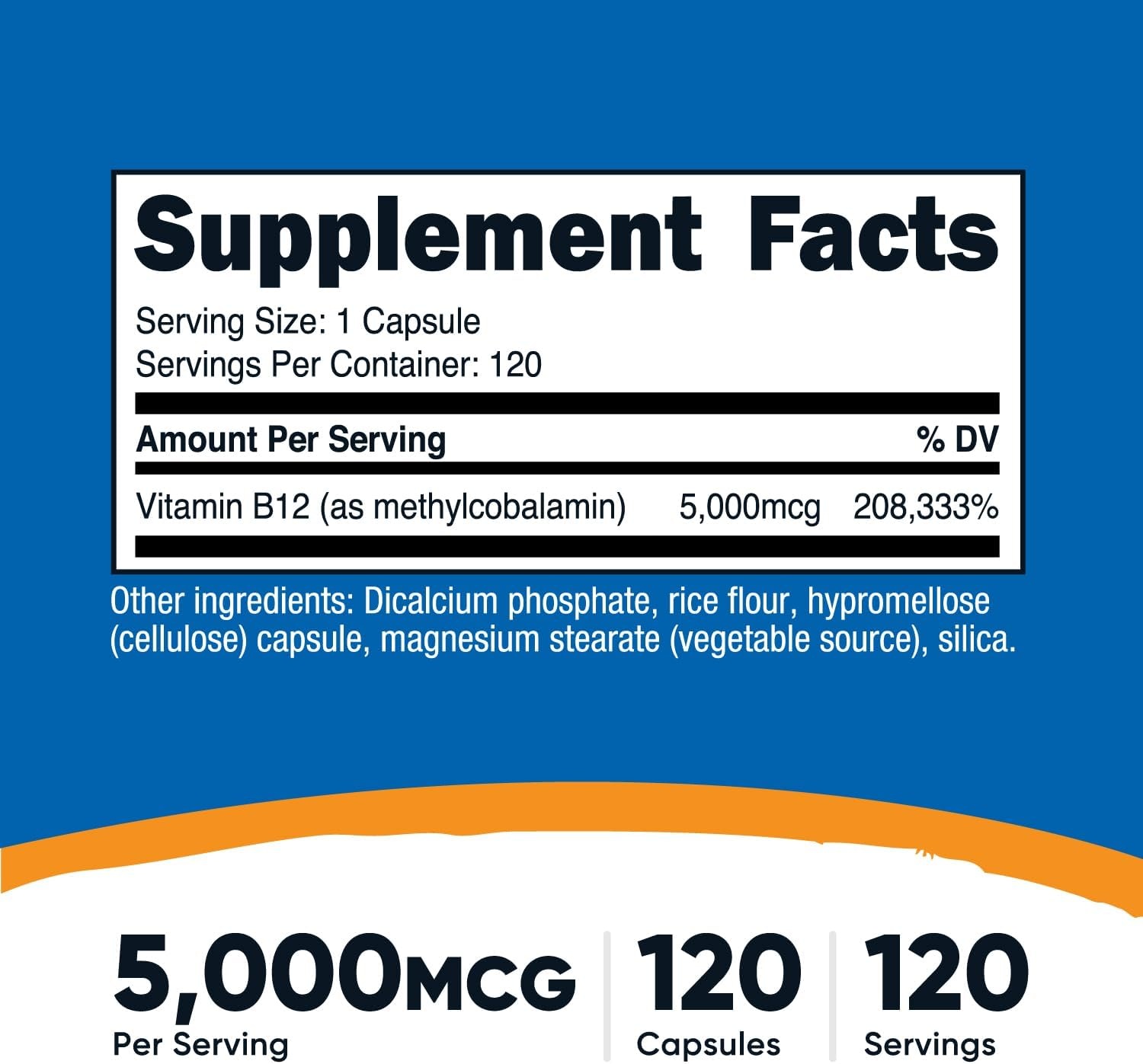 image:imageNutricost Vitamin B12 Methylcobalamin 5000mcg 240 Capsules Gluten Free120 Count Pack of 1
