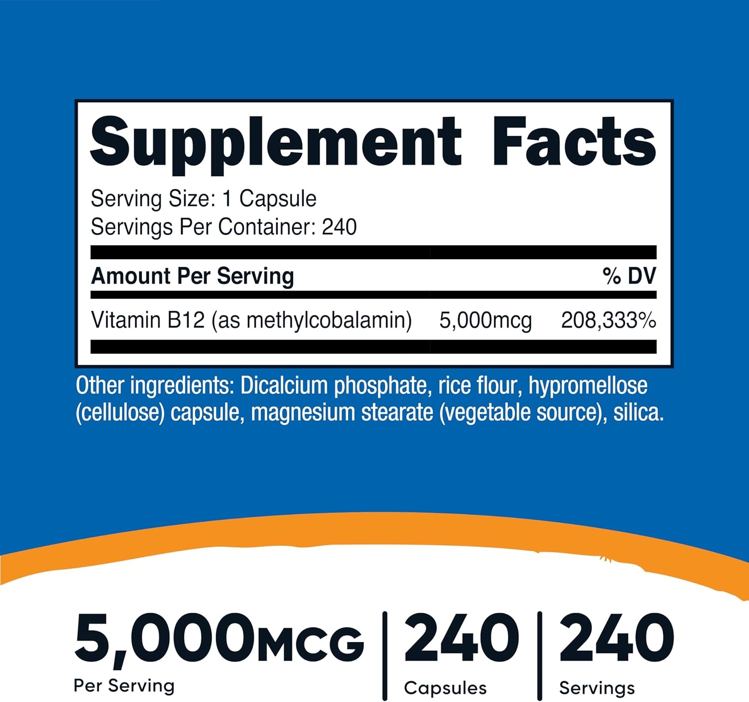 image:imageNutricost Vitamin B12 Methylcobalamin 5000mcg 240 Capsules Gluten Free240 Count Pack of 2