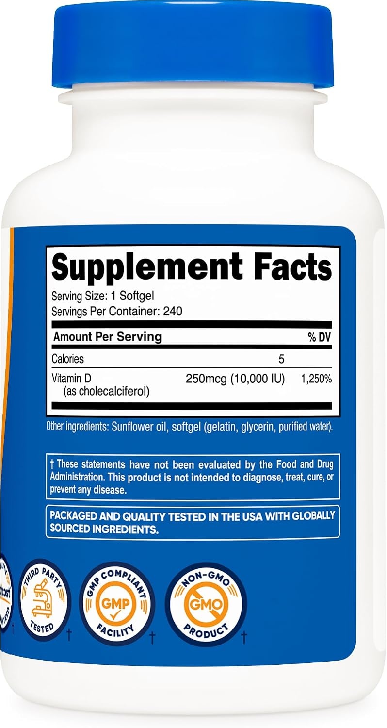 image:imageNutricost Vitamin D3 10000 IU 240 Softgels GMOFree Potent240 Count Pack of 2