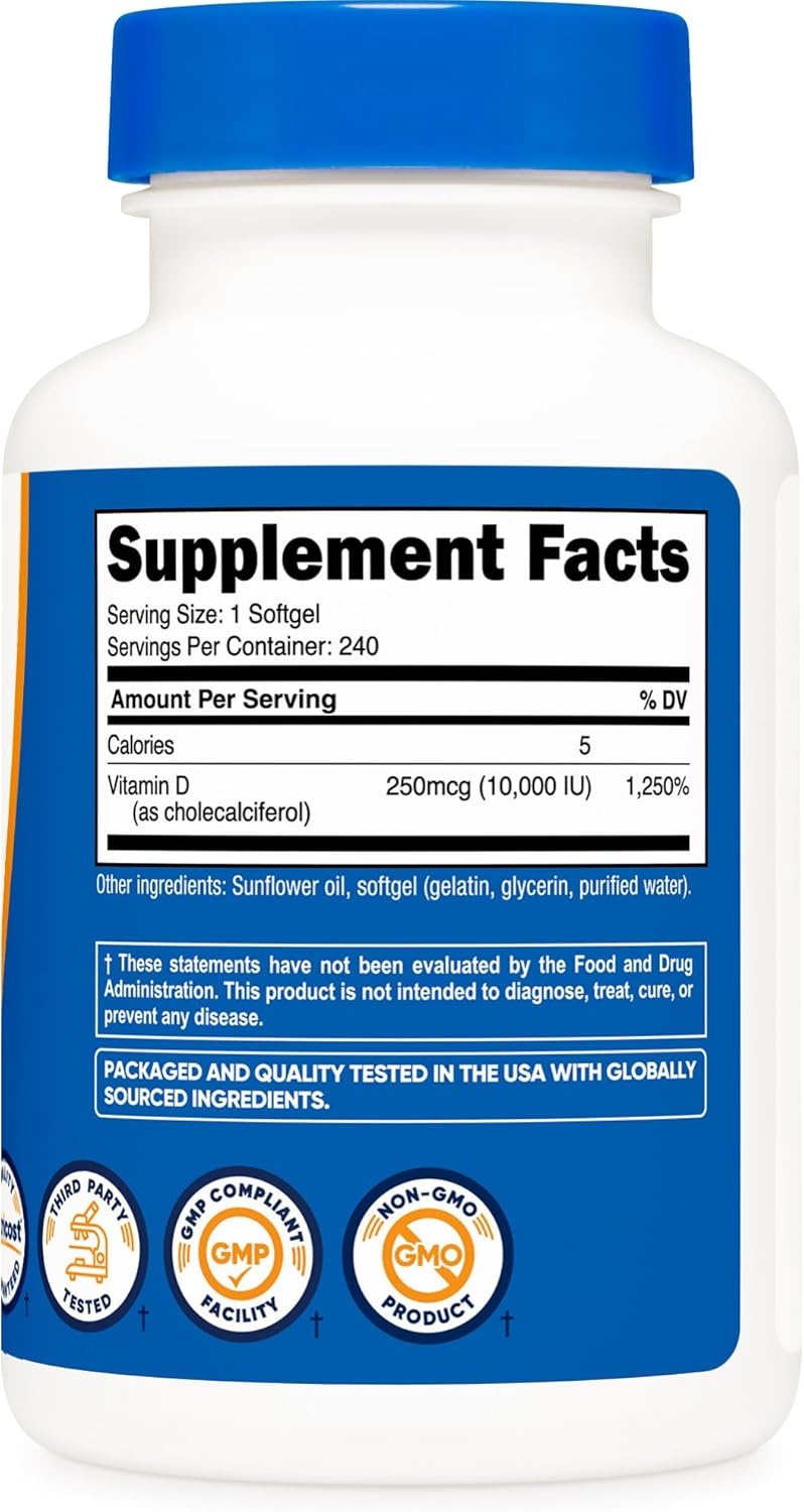 image:imageNutricost Vitamin D3 10000 IU 240 Softgels GMOFree Potent240 Count Pack of 3