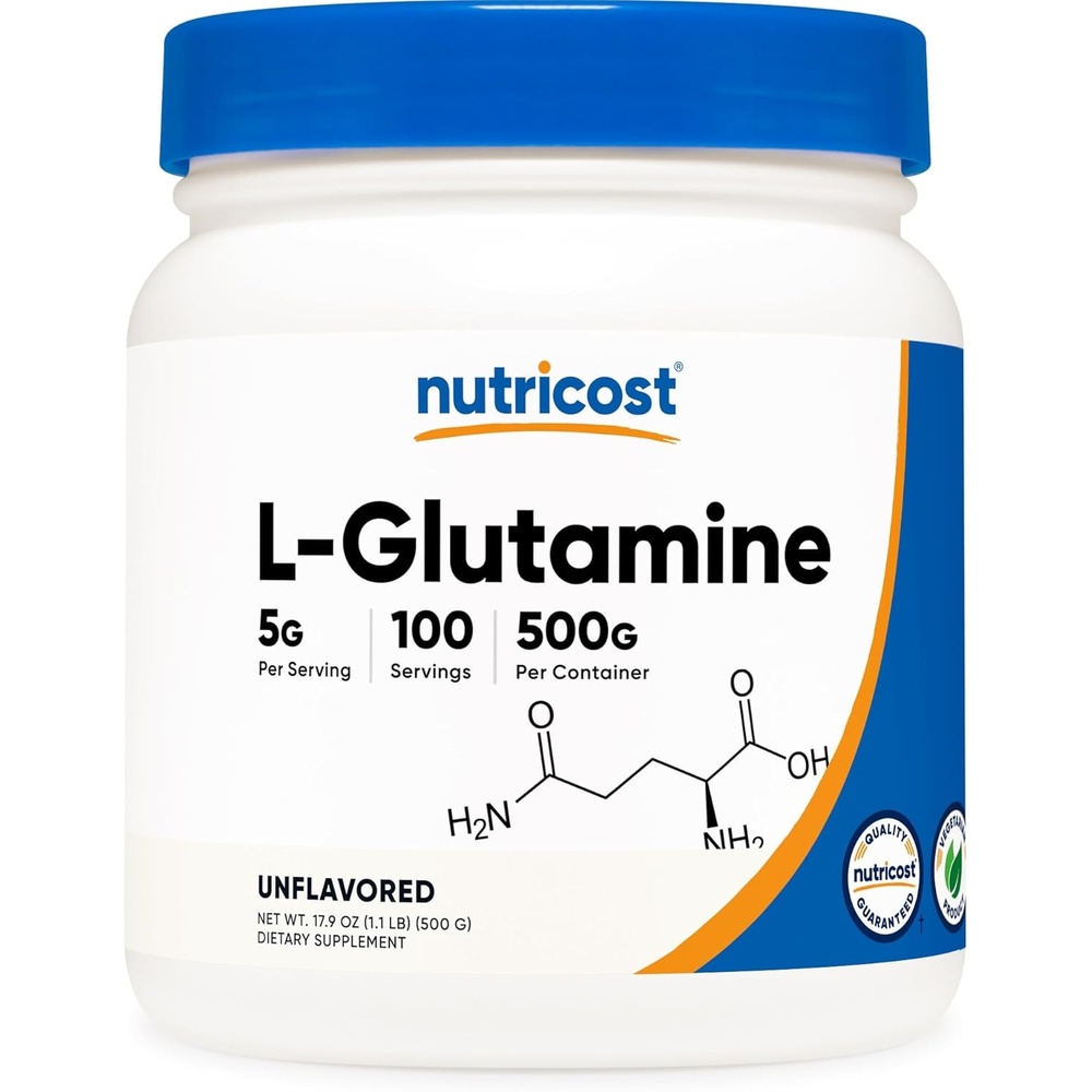 image:imageNutricost LGlutamine Powder 500 Grams Unflavored 100 Servings GMOFreeUnflavored