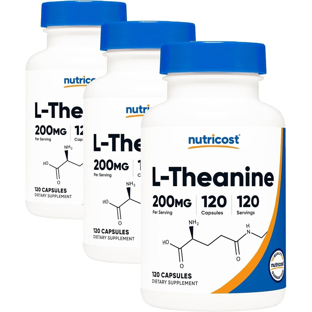 image:imageNutricost LTheanine 200mg 120 Capsules Double Strength Gluten Free120 Count Pack of 3