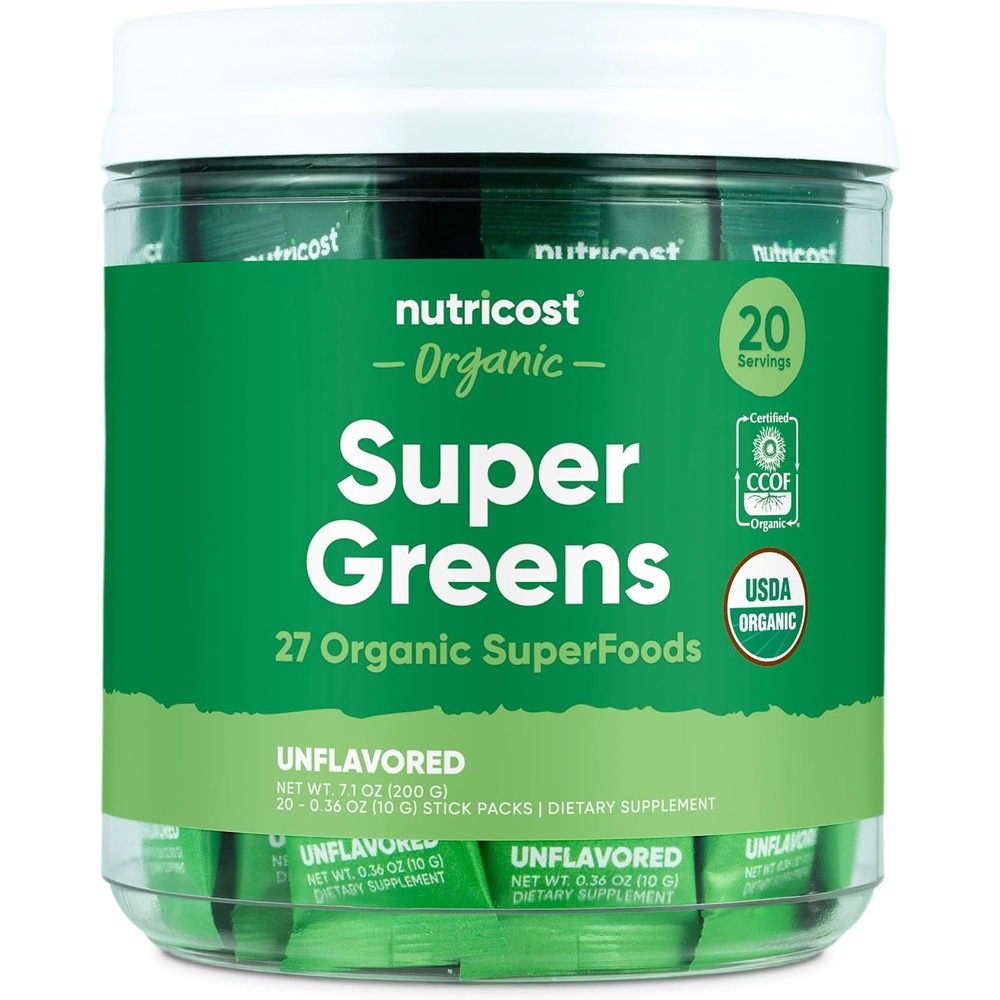 image:imageNutricost Organic Super Greens Packets Unflavored 20 Stickpacks NonGMO