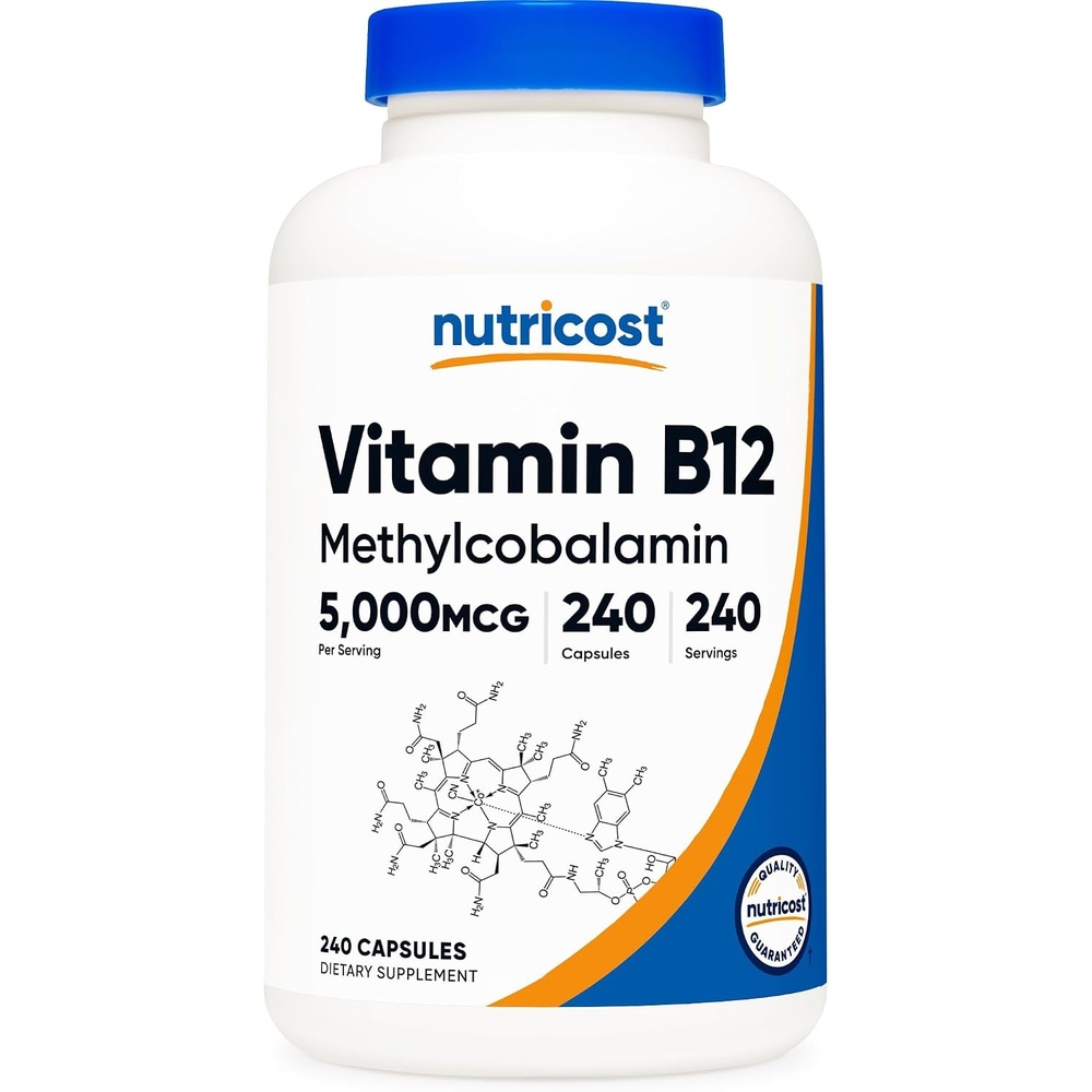 image:imageNutricost Vitamin B12 Methylcobalamin 5000mcg 240 Capsules Gluten Free240 Count Pack of 1
