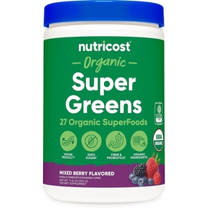Nutricost Organic Super Greens Powder (Orange Sunrise) 30 Servings(Mixed Berry)