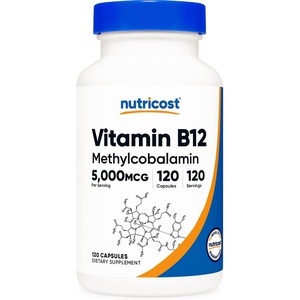Nutricost Vitamin B12 (Methylcobalamin) 5000mcg, 240 Capsules, Gluten Free(120 Count (Pack of 1))