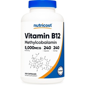 Nutricost Vitamin B12 (Methylcobalamin) 5000mcg, 240 Capsules, Gluten Free(240 Count (Pack of 1))