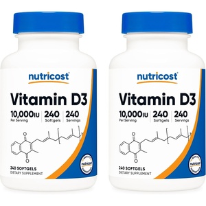 Nutricost Vitamin D3 (10,000 IU) 240 Softgels, GMO-Free, Potent(240 Count (Pack of 2))