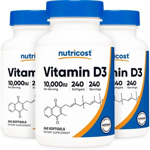 Nutricost Vitamin D3 (10,000 IU) 240 Softgels, GMO-Free, Potent(240 Count (Pack of 3))